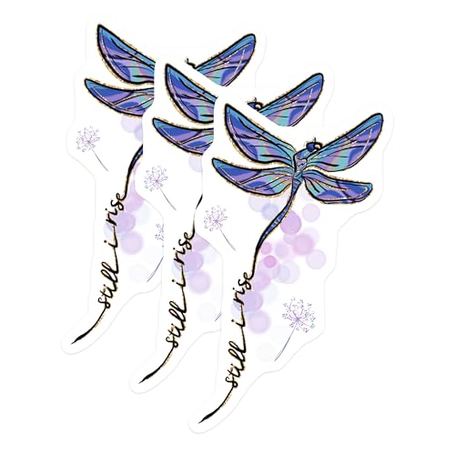(3 Pack) Dragonfly Decals - Still I Rise - Laptop Decals - 3 Inches On Longest Side - Easy Peel & Apply - Made in USA - 3MCS2965