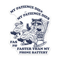 (2 Pack) Funny Raccoon Patience Magnets - Relatable Phone Battery Humor - Sarcastic Animal Fridge Decor - Quirky Office Item - 5 Inches On Longest Side - Thick Durable Magnet - Made in USA - MAG39599
