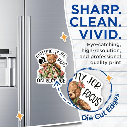 (2 Pack) Quitting My Job Magnets - Funny Bear Magnets - Office Humor Magnets - Hilarious Quotes Magnets - 5" On Longest Side - for Cars, Fridges, Toolboxes - Made in USA - MAG4339