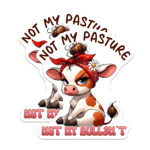 (2 Pack) Funny Cow Magnets - Not My Pasture Not My Bull Magnets - Animal Magnet for Fridge or Office - 5" On Longest Side - for Cars, Fridges, Toolboxes - Made in USA - MAG3790