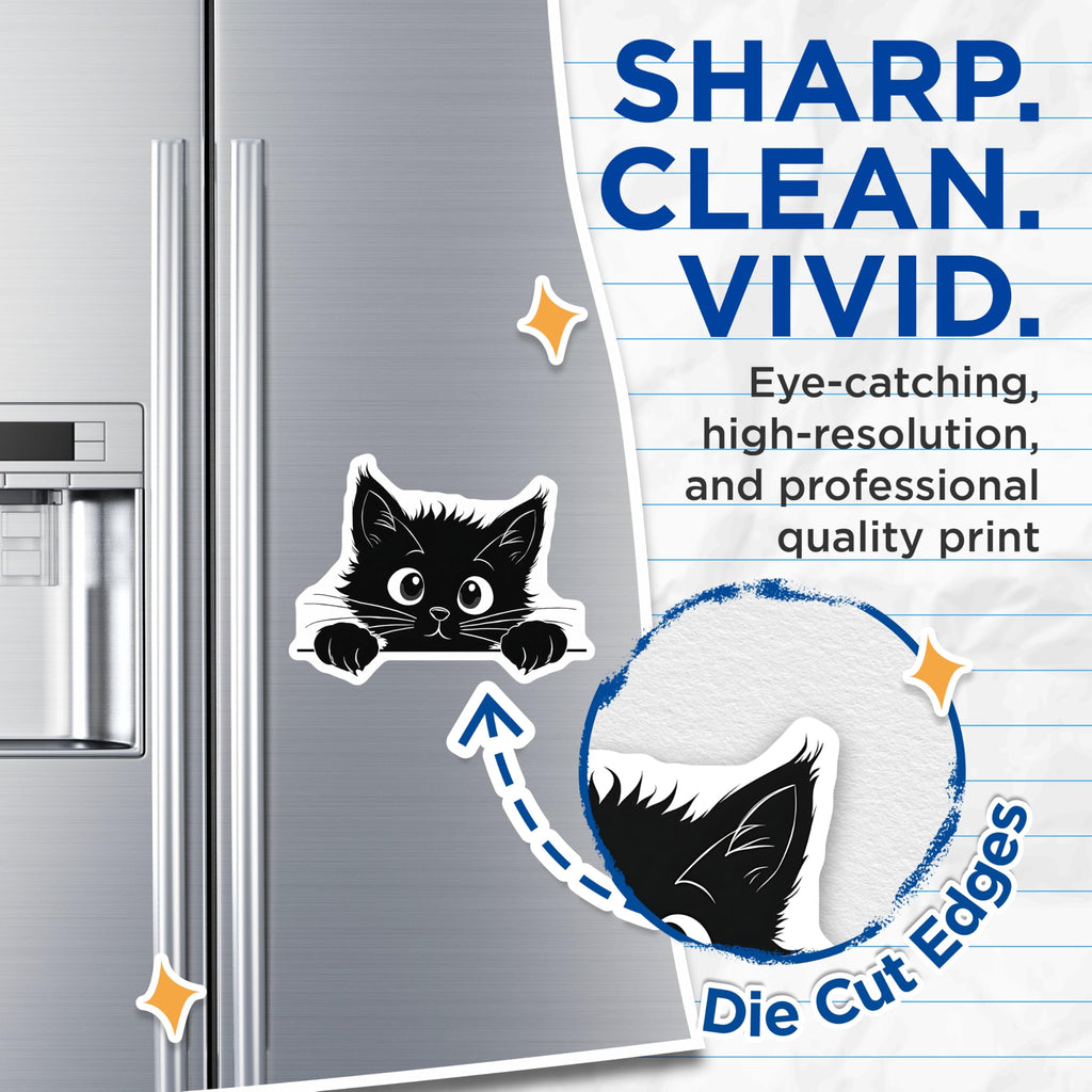 (2 Pack) Black Cat Magnets - Kitten Peek Design - Fridge Magnets - 5" On Longest Side - Premium Magnet - for Cars, Refrigerators, Toolboxes, Lockers - Made in USA - MAG14070