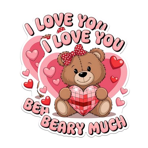 (2 Pack) Love You Bear Magnets - Cute Bear Magnets - I Love You Fridge Magnets- 5" On Longest Side - for Fridges, Toolboxes, Cars - Made in USA - MAG2975