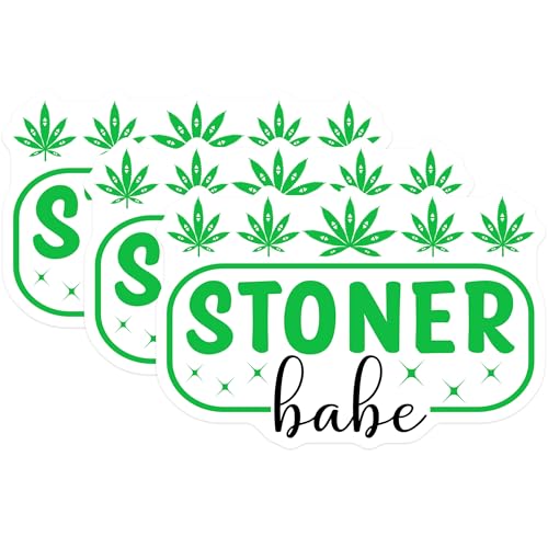 (3 Pack) Stoner Babe Decals - Weed Leaf Decal - Laptop Decal - 3 Inches On Longest Side - Easy Peel & Apply - Made in USA - 3MCS7988