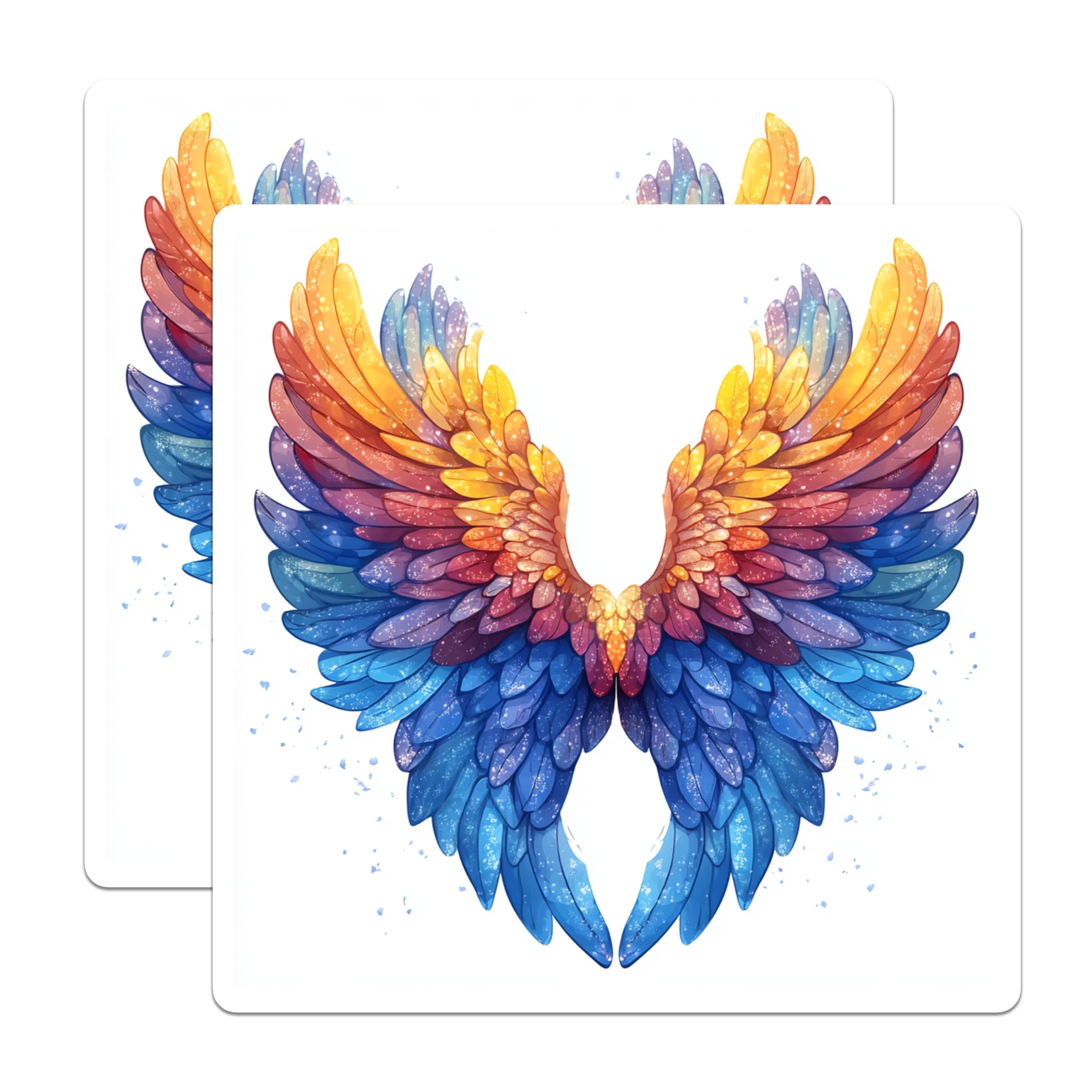 (2 Pack) Rainbow Wings Magnets - Fantasy Art Decor - Ethereal Home Accents - 5 Inches On Longest Side - Thick Durable Magnet - Made in USA - MAG30490