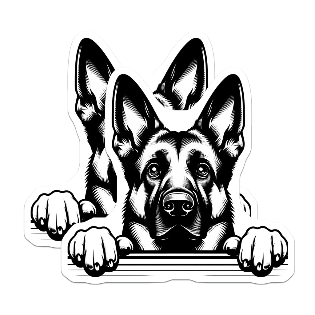 (2 Pack) German Shepherd Stickers - Dog Breed Decal - Cute Dog Stickers - 5" On Longest Side - Sticks to Smooth Flat Surfaces - Made in USA - BMCS15681