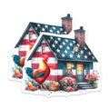 (2 Pack) Patriotic Rooster House Stickers - American Flag Design - Farmhouse Decor - Country Home Decor - 5" On Longest Side - Sticks to Smooth Flat Surfaces - Made in USA - BMCS6888