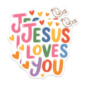 (2 Pack) Jesus Loves You Magnets - Christian Faith Decor - Inspirational Love Message - 5 Inches On Longest Side - Thick Durable Magnet - Made in USA - MAG21764