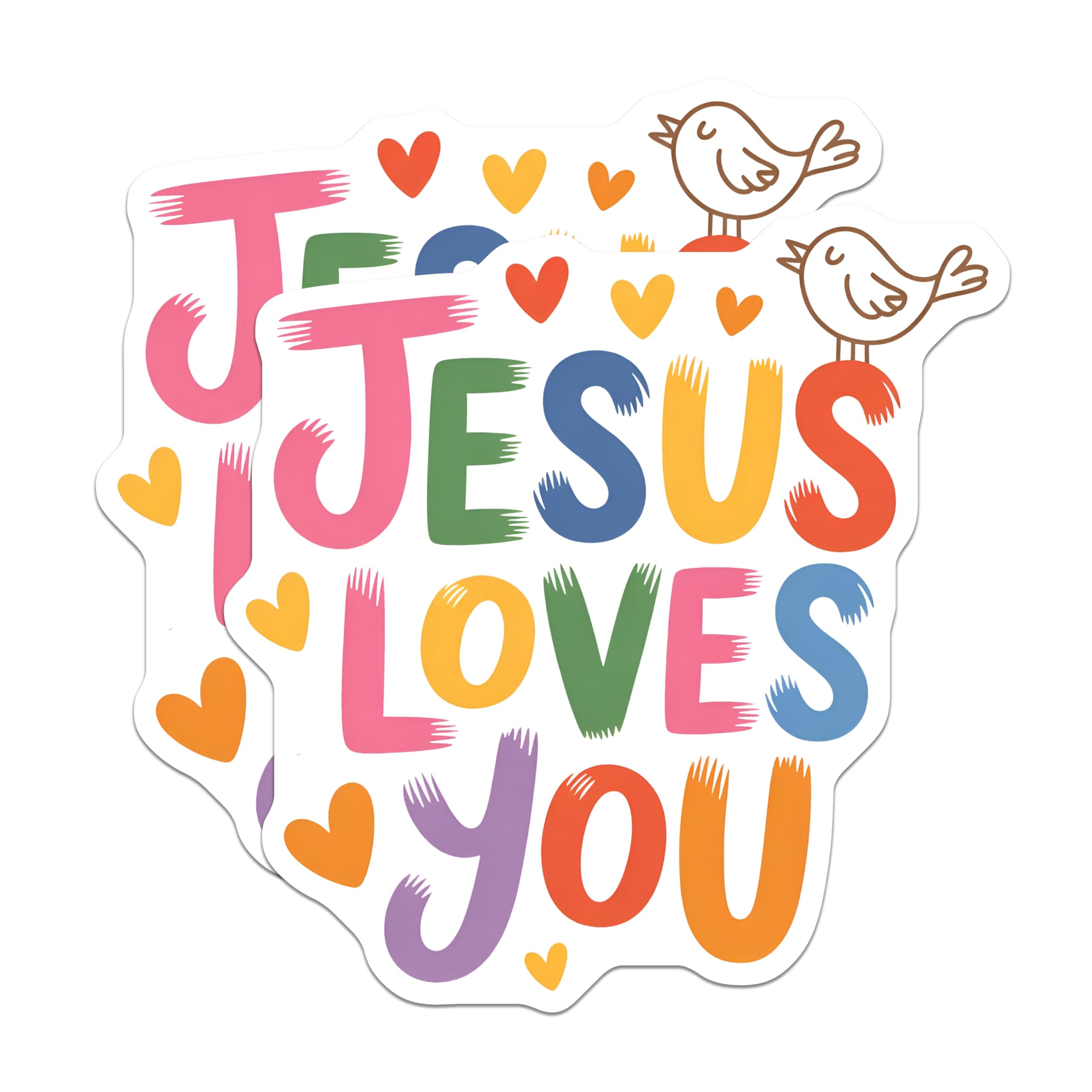 (2 Pack) Jesus Loves You Magnets - Christian Faith Decor - Inspirational Love Message - 5 Inches On Longest Side - Thick Durable Magnet - Made in USA - MAG21764