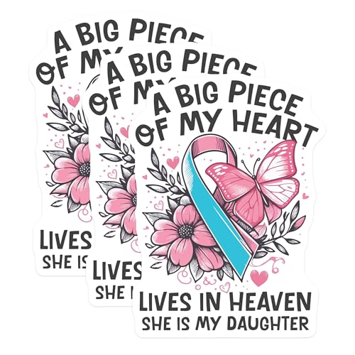 (3 Pack) Daughter Memorial Decals - Heaven Remembrance - Butterfly Flower Remembrance - 3 Inches On Longest Side - Easy Peel & Apply - Made in USA - 3MCS4844