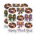(2 Pack) Mardi Gras Stickers - Happy Mardi Gras - Mardi Gras Decorations - Carnival Stickers - 5" On Longest Side - Sticks to Smooth Flat Surfaces - Made in USA - BMCS4136
