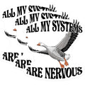 (3 Pack) Nervous Goose Decals - Funny Laptop Decal - Anxious Systems - 3 Inches On Longest Side - Easy Peel & Apply - Made in USA - 3MCS6431