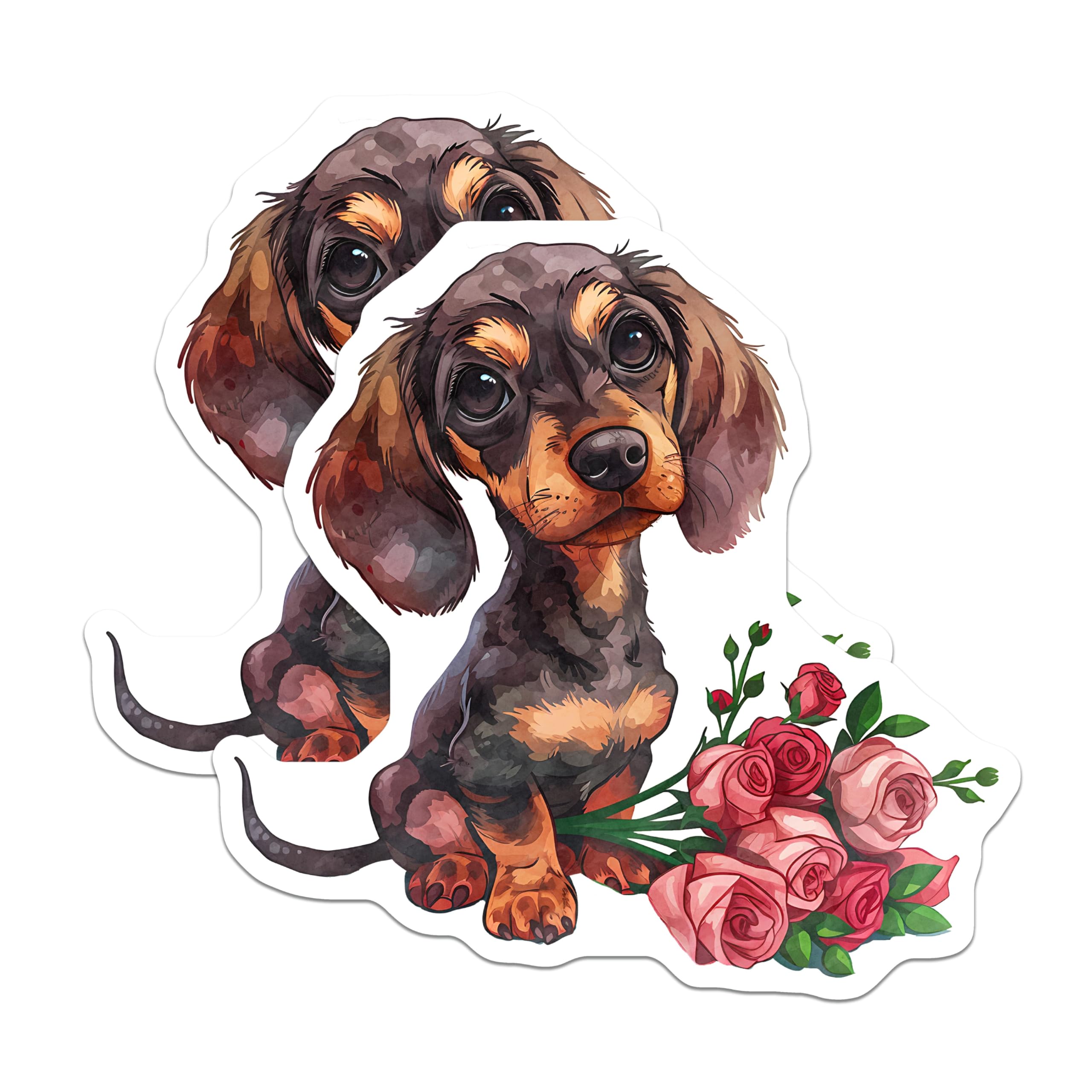 (2 Pack) Dachshund Magnets - Cute Dog Magnets - Floral Decor Kitchen Magnets - 5" On Longest Side - Premium Magnet - for Cars, Refrigerators, Toolboxes, Lockers - Made in USA - MAG16501