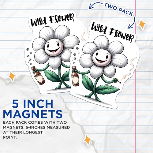(2 Pack) Wild Flower Magnets - Flower Decor - 5" On Longest Side - for Cars, Fridges, Toolboxes - Made in USA - MAG7601