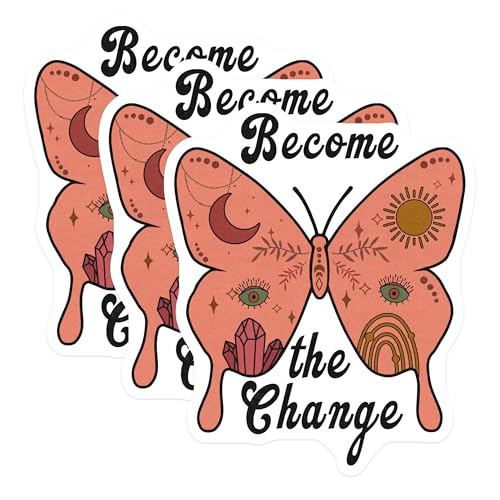 (3 Pack) Butterfly Decals - Bohemian Stickers - Inspirational Art - 3 Inches On Longest Side - Easy Peel & Apply - Made in USA - 3MCS2940