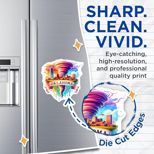(2 Pack) Oklahoma City Vortex Magnets - Colorful Tornado Art - Unique OKC Fridge Magnets - 5" On Longest Side - for Cars, Fridges, Toolboxes - Made in USA - MAG6600
