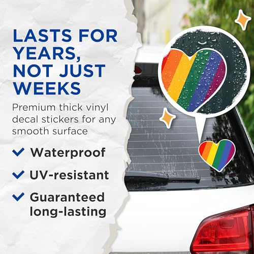 (2 Packs) Rainbow Heart Welcoming Inclusive Magnets - Rainbow LGBTQ Heart Magnets - 5 Inches On Longest Side - Premium Magnet - for Fridges, Toolboxes, Cars - Made in USA - MAG2282