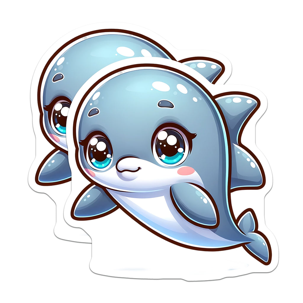 (2 Pack) Cute Dolphin Magnets - Kawaii Animal Fridge Decor - Ocean Nursery Room Decor - Kids Locker Whiteboard - 5 Inches On Longest Side - Thick Durable Magnet - Made in USA - MAG36393