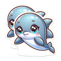 (2 Pack) Cute Dolphin Magnets - Kawaii Animal Fridge Decor - Ocean Nursery Room Decor - Kids Locker Whiteboard - 5 Inches On Longest Side - Thick Durable Magnet - Made in USA - MAG36393