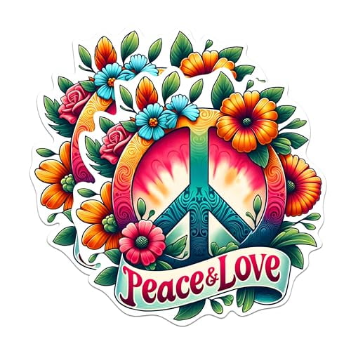 (2 Pack) Peace and Love Sunflower Magnets - Peace and Unity Empowerment Magnet - 5" On Longest Side - Premium Magnet - for Cars, Refrigerators, Toolboxes, Lockers - Made in USA - MAG1697