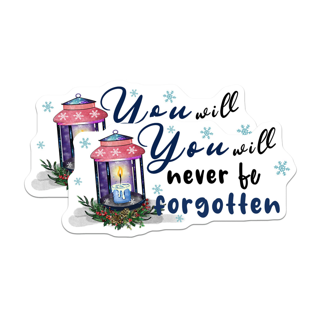 (2 Pack) Remembrance Magnets - Never Forgotten Lantern - Memorial Loved One Support - 5 Inches On Longest Side - Thick Durable Magnet - Made in USA - MAG37208