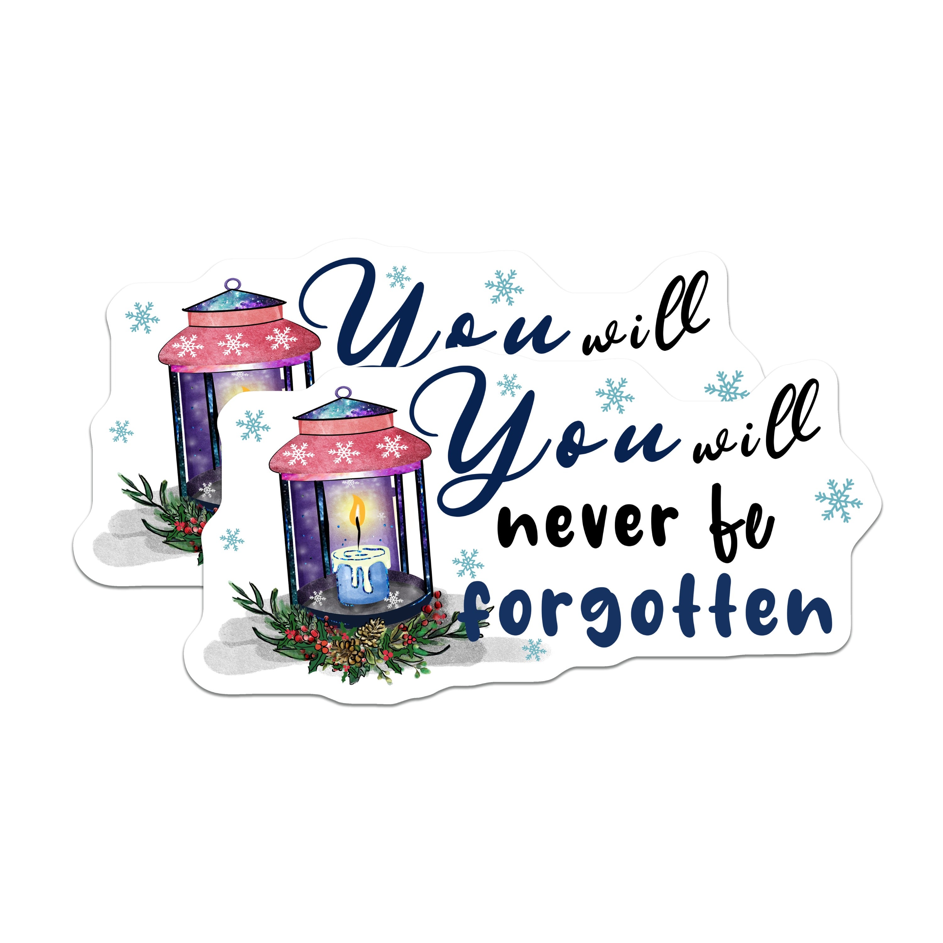 (2 Pack) Remembrance Magnets - Never Forgotten Lantern - Memorial Loved One Support - 5 Inches On Longest Side - Thick Durable Magnet - Made in USA - MAG37208