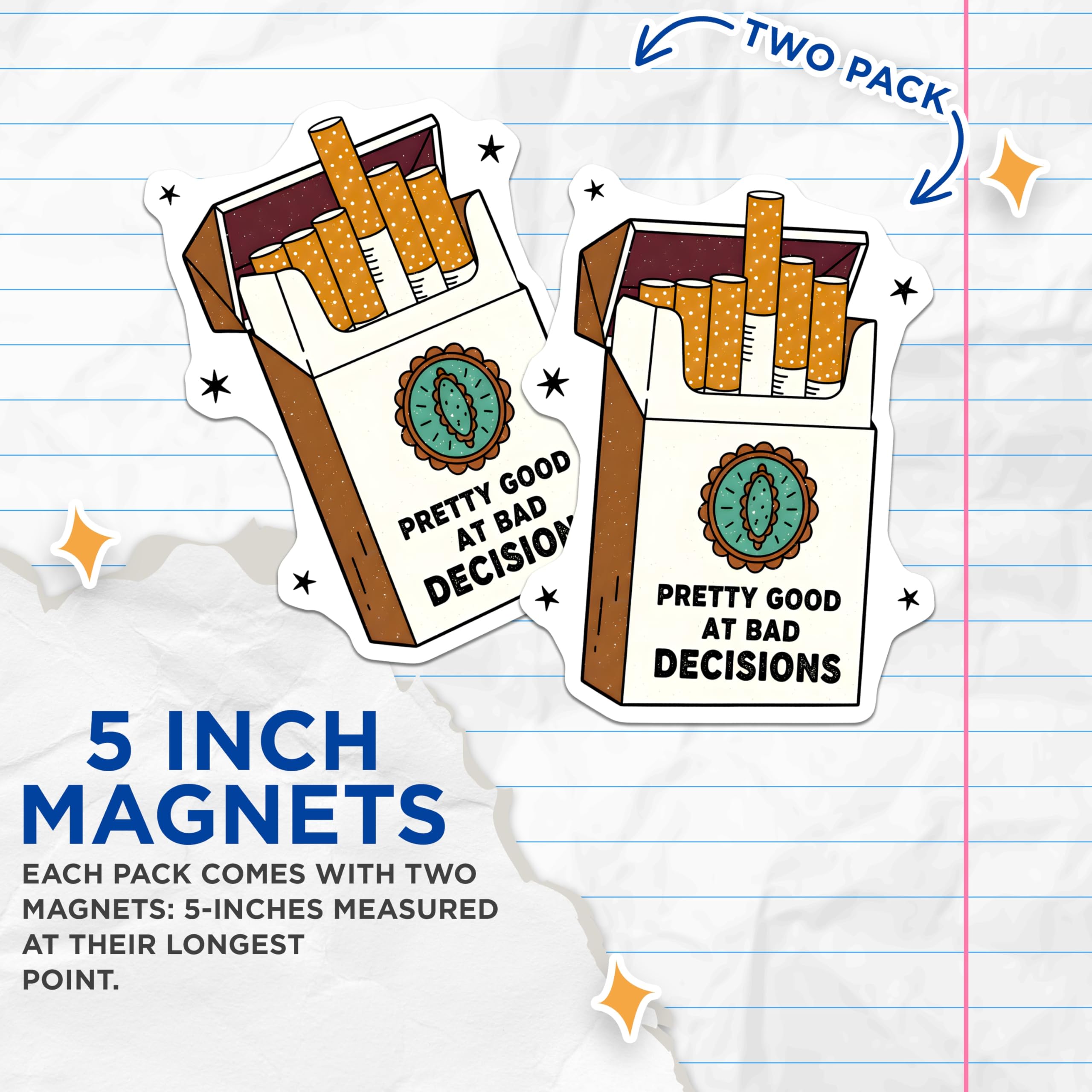 (2 Pack) Bad Decisions Magnets - Funny Phrase - Pack of Bad Choices - 5" On Longest Side - Premium Magnet - for Cars, Refrigerators, Toolboxes, Lockers - Made in USA - MAG15347