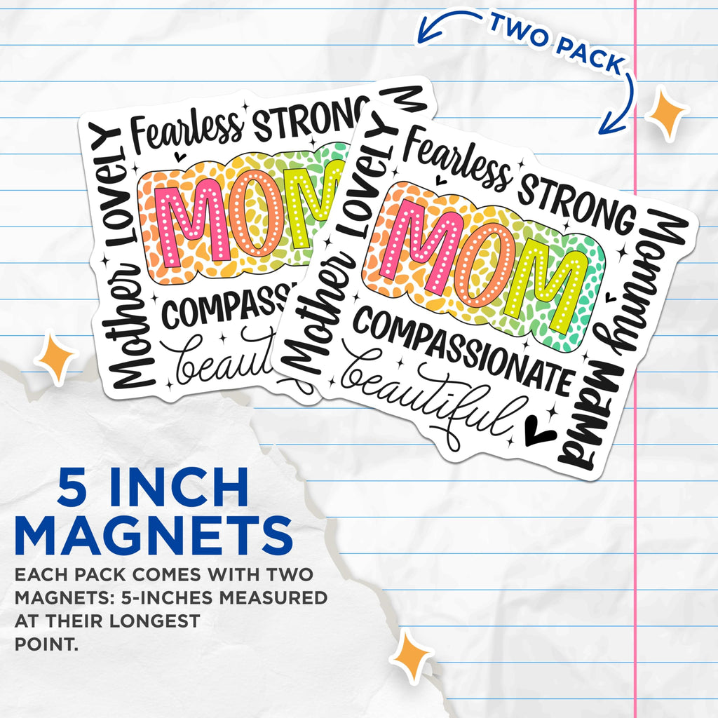 (2 Pack) Mom Affirmation Magnets - Mother's Day Decor - Inspirational for Moms - 5" On Longest Side - Sticks to Smooth Flat Surfaces - Made in USA - MAG10719