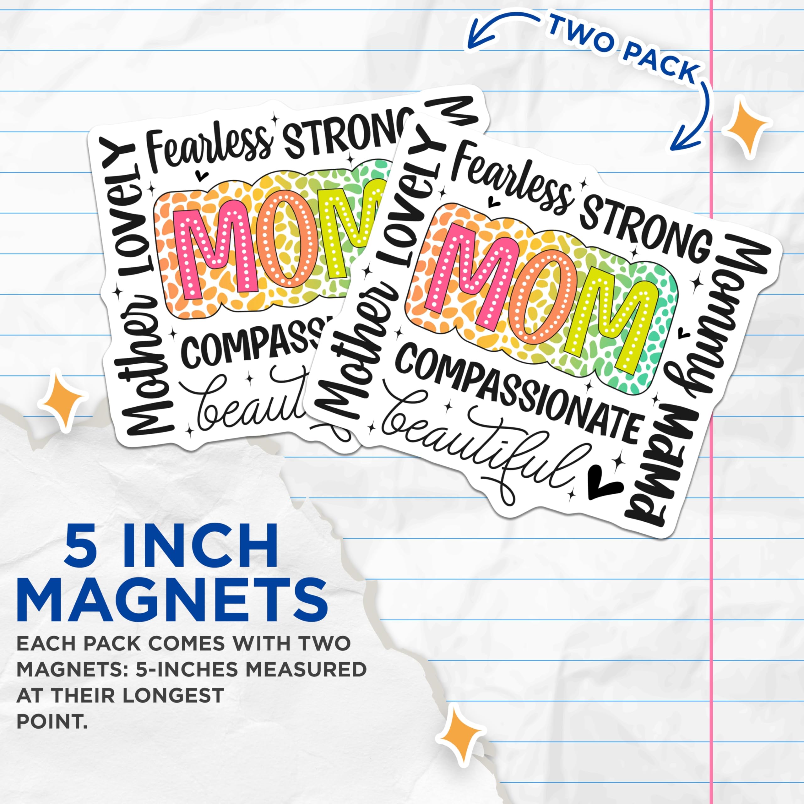 (2 Pack) Mom Affirmation Magnets - Mother's Day Decor - Inspirational for Moms - 5" On Longest Side - Sticks to Smooth Flat Surfaces - Made in USA - MAG10719