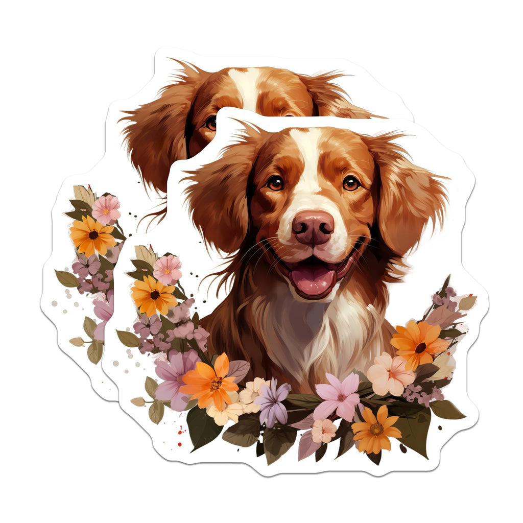 (2 Pack) Floral Dog Portrait Magnets - Dog Mom Refrigerator Decor - Happy Pet Animal Art - 5 Inches On Longest Side - Thick Durable Magnet - Made in USA - MAG30731