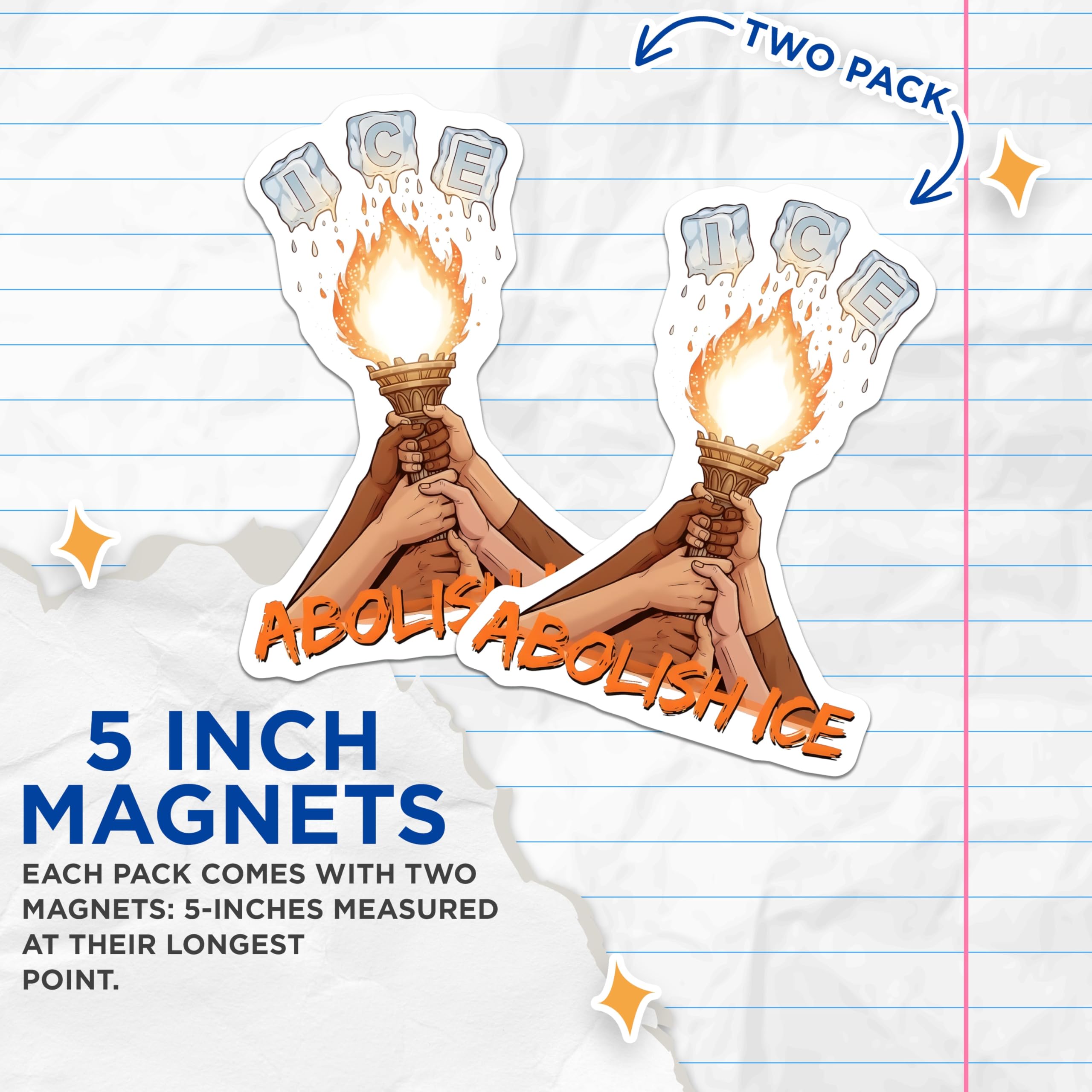 (2 Pack) Abolish ICE Magnets - Social Justice Statement - Human Rights Activist Item - 5 Inches On Longest Side - Thick Durable Magnet - Made in USA - MAG29359