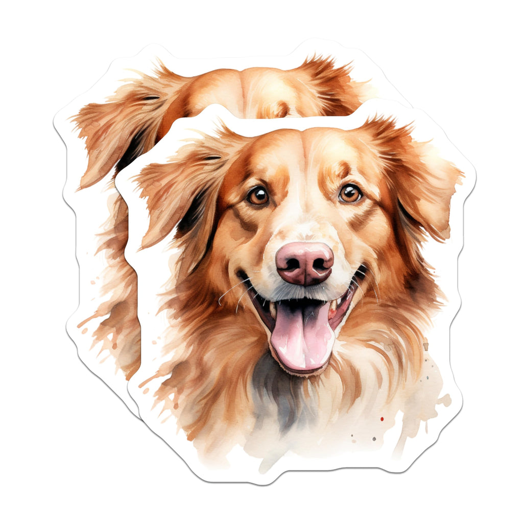 (2 Pack) Smiling Golden Retriever Magnets - Watercolor Dog Art - Pet Lover Kitchen Decor - 5 Inches On Longest Side - Thick Durable Magnet - Made in USA - MAG25883