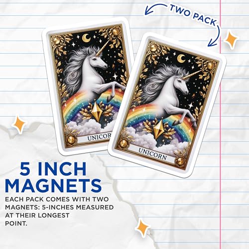 (2 Pack) Rainbow Unicorn Decor Magnet - 5" On Longest Side - Sticks to Smooth Flat Surfaces - Made in USA - MAG10129