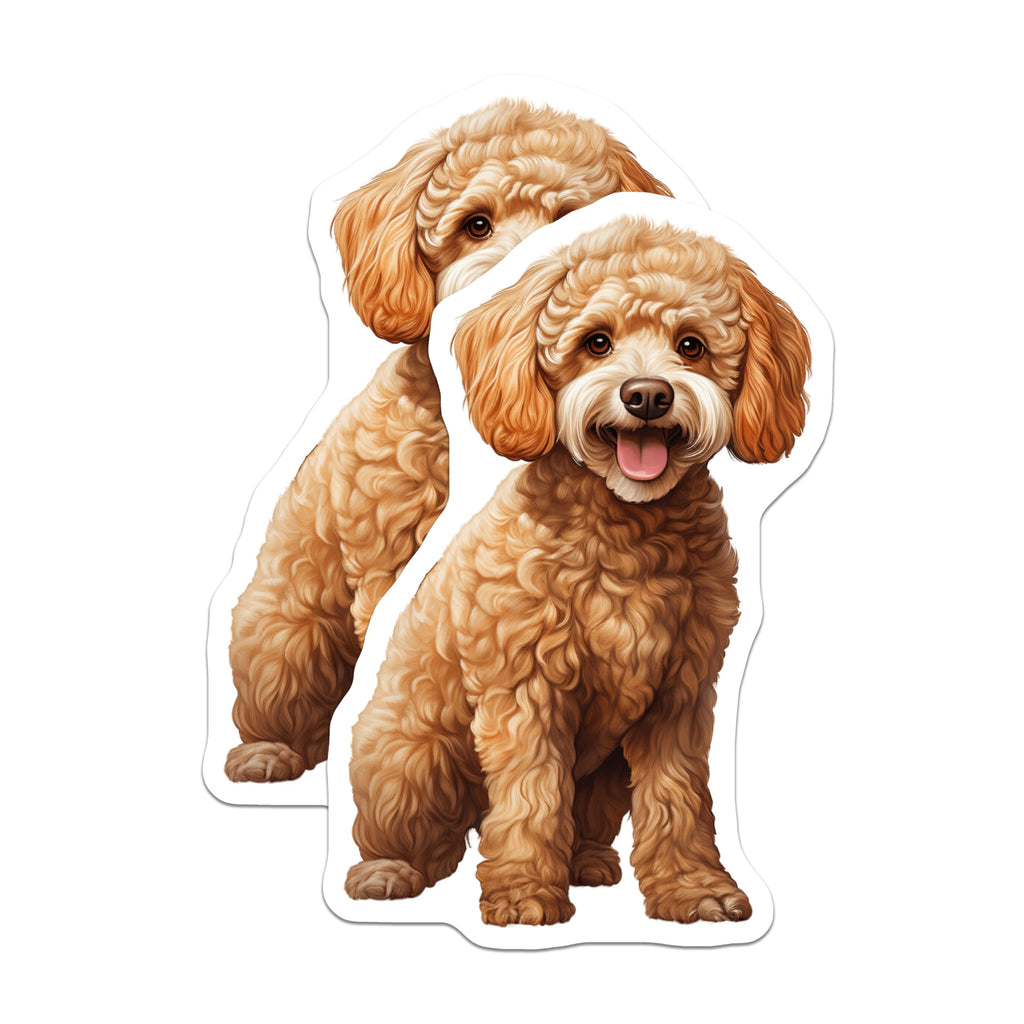 (2 Pack) Goldendoodle Dog Magnets - Cute Doodle Puppy Decor - Pet Lover Animal Accessories - Refrigerator Decals - 5 Inches On Longest Side - Thick Durable Magnet - Made in USA - MAG29204