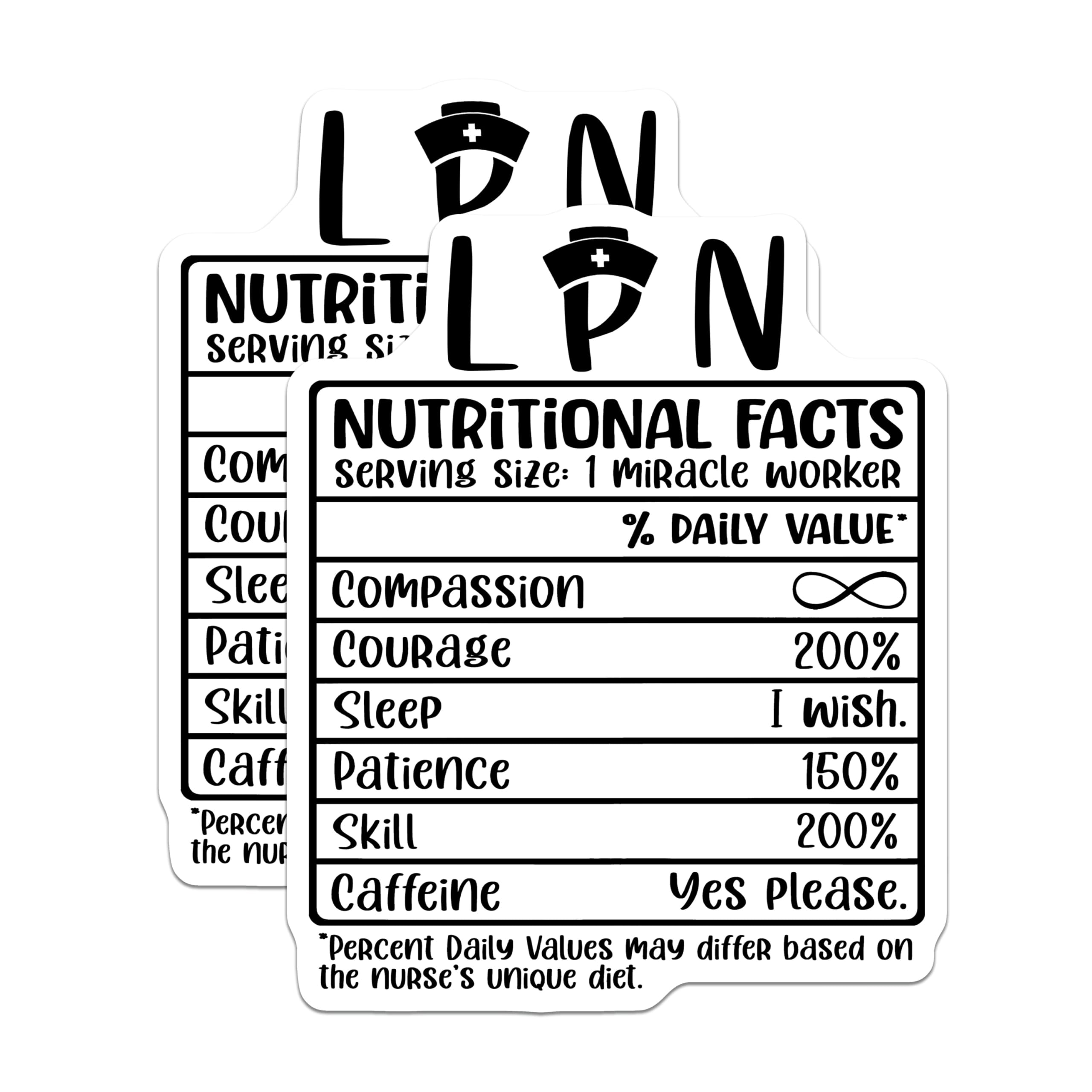 (2 Pack) LPN Magnets - Nutritional Facts - Nurse Appreciation - Funny Refrigerator Magnets - 5" On Longest Side - Premium Magnet - for Cars, Refrigerators, Toolboxes, Lockers - Made in USA - MAG15575