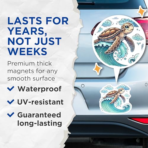 (2 Pack) Ocean Animal Decor Magnet - Cute Sea Creature - 5" On Longest Side - Sticks to Smooth Flat Surfaces - Made in USA - MAG10104