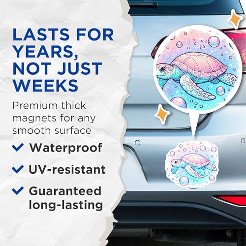 (2 Pack) Cute Marine Life Decor Magnet - 5" On Longest Side - Sticks to Smooth Flat Surfaces - Made in USA - MAG10096