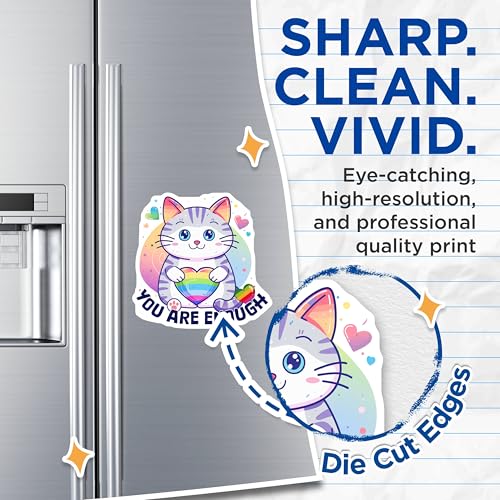 (2 Pack) Inspirational Cat Magnets Magnets - Cute Rainbow Design - Motivational Quotes - 5" On Longest Side - Made in USA - Sticks to Refrigerators & Metal Surfaces - MAG9193