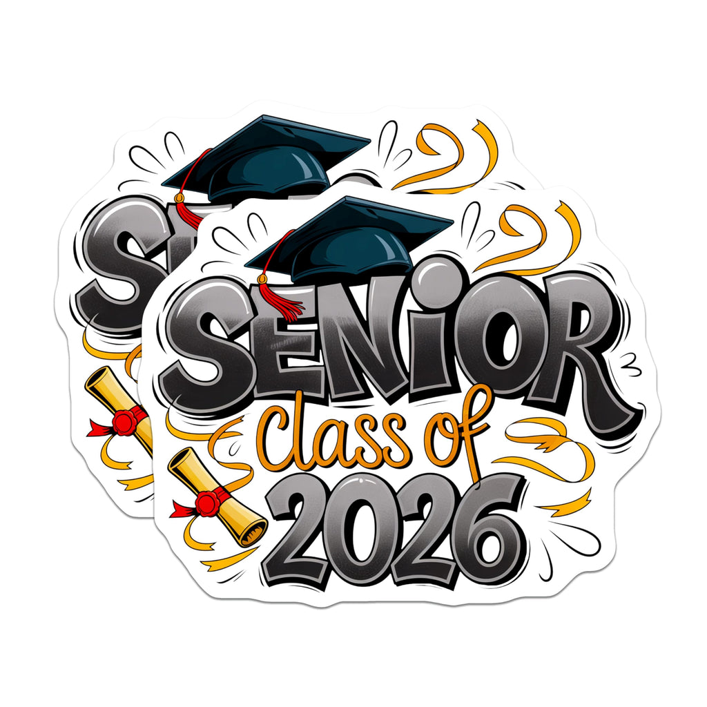 (2 Pack) Senior 2026 Magnets - Graduation Year - Class of 2026 Celebrate- 5" On Longest Side - Sticks to Smooth Flat Surfaces - Made in USA - MAG11443