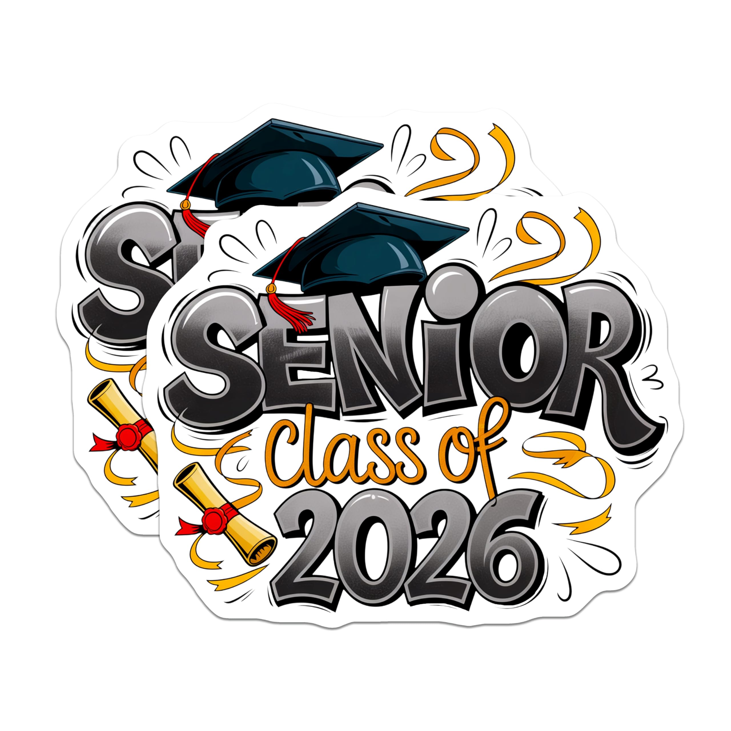 (2 Pack) Senior 2026 Magnets - Graduation Year - Class of 2026 Celebrate- 5" On Longest Side - Sticks to Smooth Flat Surfaces - Made in USA - MAG11443