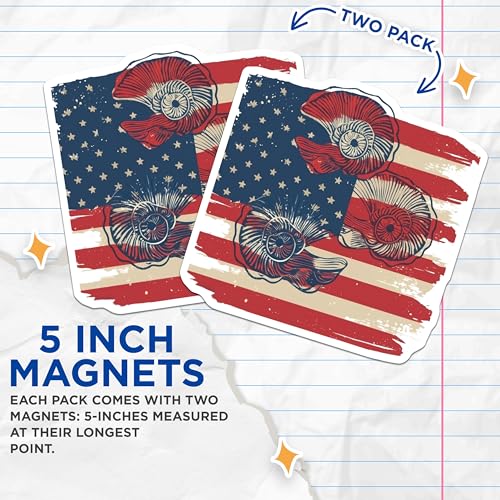 (2 Pack) American Flag Magnets Magnets - 5" On Longest Side - Made in USA - Sticks to Refrigerators & Metal Surfaces - MAG8997