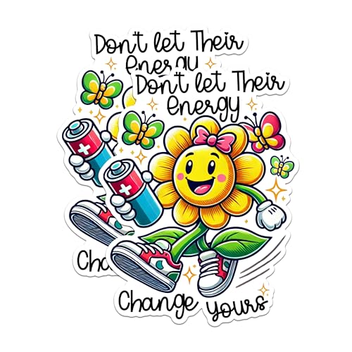 (2 Pack) Inspirational Flower Magnets - Motivational Cartoon Magnets - Positive Energy Quotes Magnets- 5" On Longest Side - for Fridges, Toolboxes, Cars - Made in USA - MAG2897