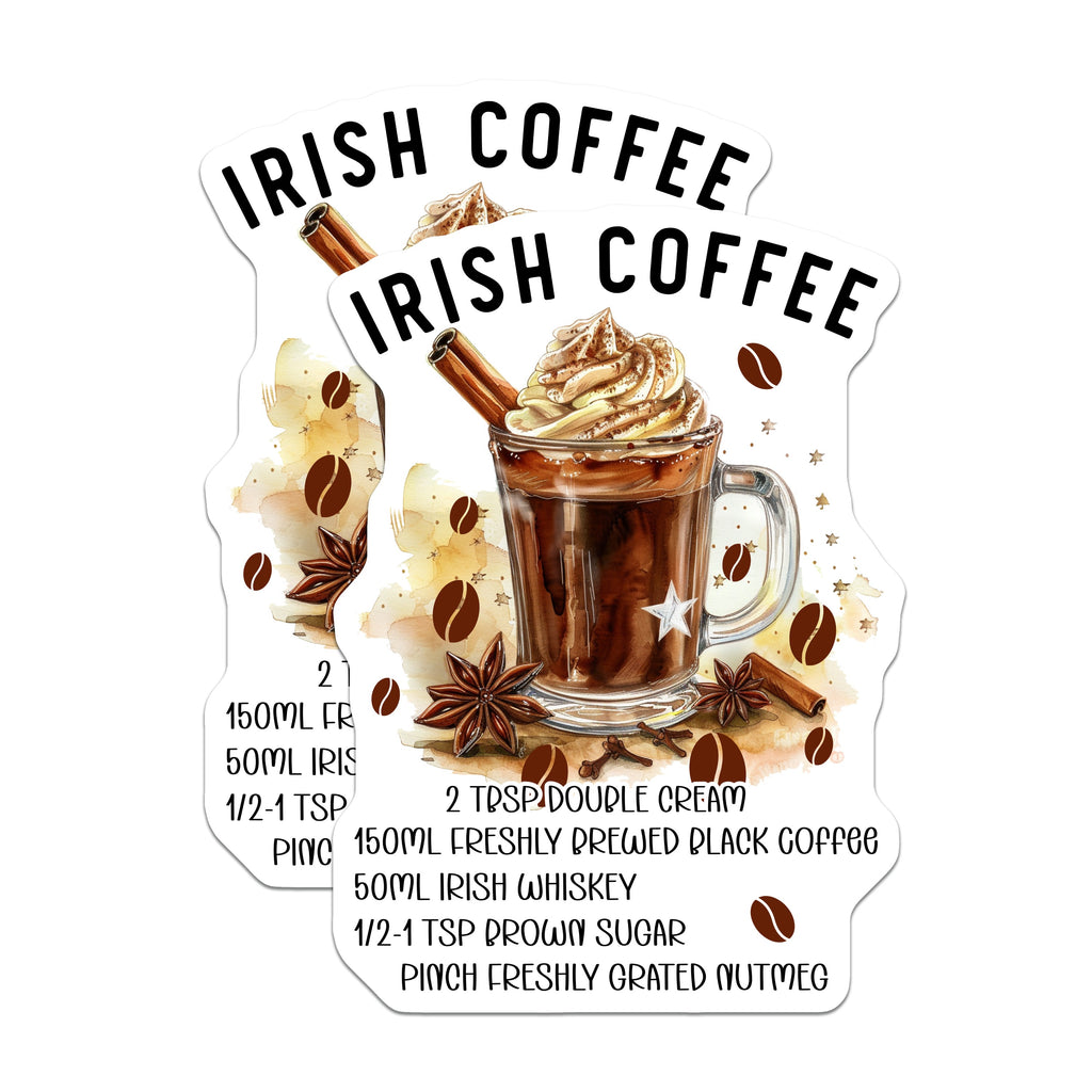 (2 Pack) Irish Coffee Recipe Magnets - Whiskey Drink Recipe - St Patricks Day Decor - Kitchen Fridge Magnets - 5 Inches On Longest Side - Thick Durable Magnet - Made in USA - MAG38919