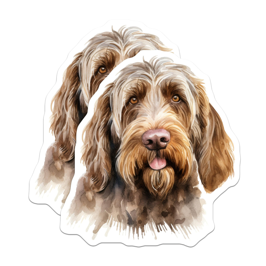 (2 Pack) Wirehaired Pointing Griffon Magnets - Scruffy Dog Watercolor Art - Canine Companion Fridge Kitchen Decor - 5 Inches On Longest Side - Thick Durable Magnet - Made in USA - MAG24092