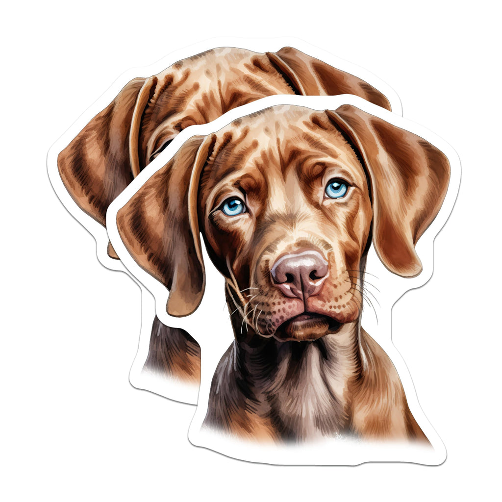 (2 Pack) Adorable Puppy Magnets - Expressive Brown Dog Decor - Blue Eyed Pet Lover - Refrigerator Art - 5 Inches On Longest Side - Thick Durable Magnet - Made in USA - MAG26980