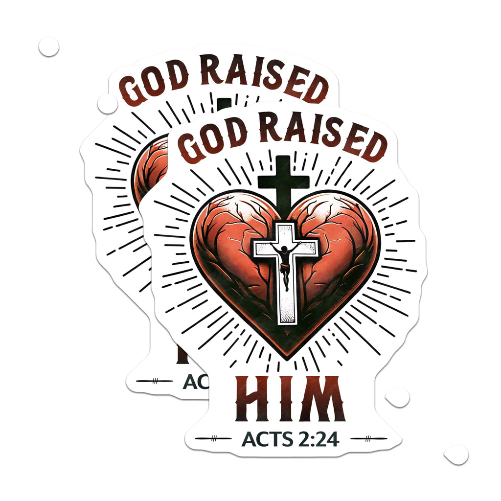 (2 Pack) Christian Acts 2:24 Magnets - Jesus Cross Heart - Religious Easter Decor - 5 Inches On Longest Side - Thick Durable Magnet - Made in USA - MAG27580