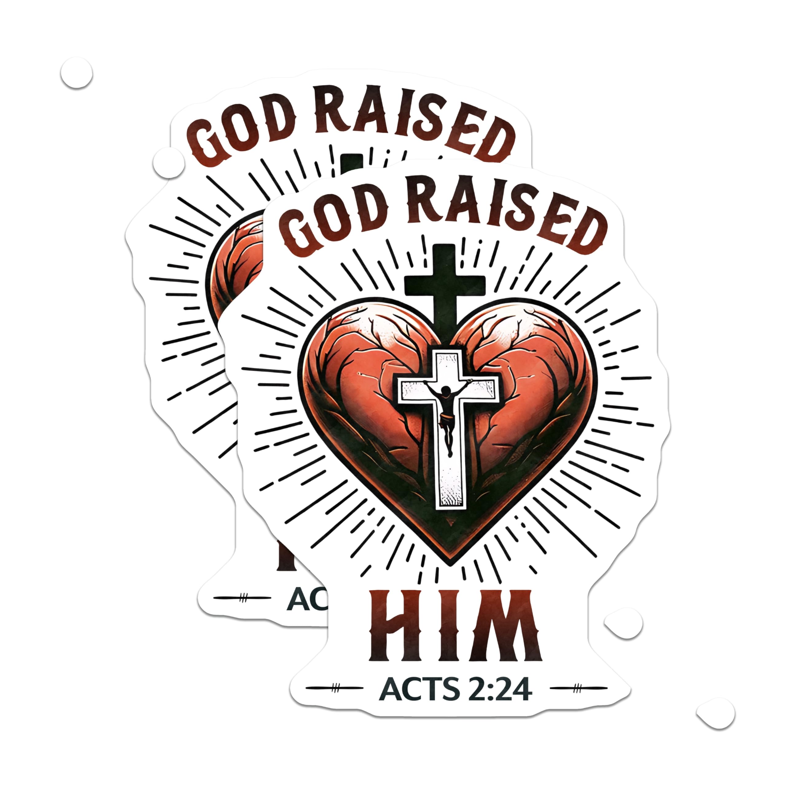 (2 Pack) Christian Acts 2:24 Magnets - Jesus Cross Heart - Religious Easter Decor - 5 Inches On Longest Side - Thick Durable Magnet - Made in USA - MAG27580