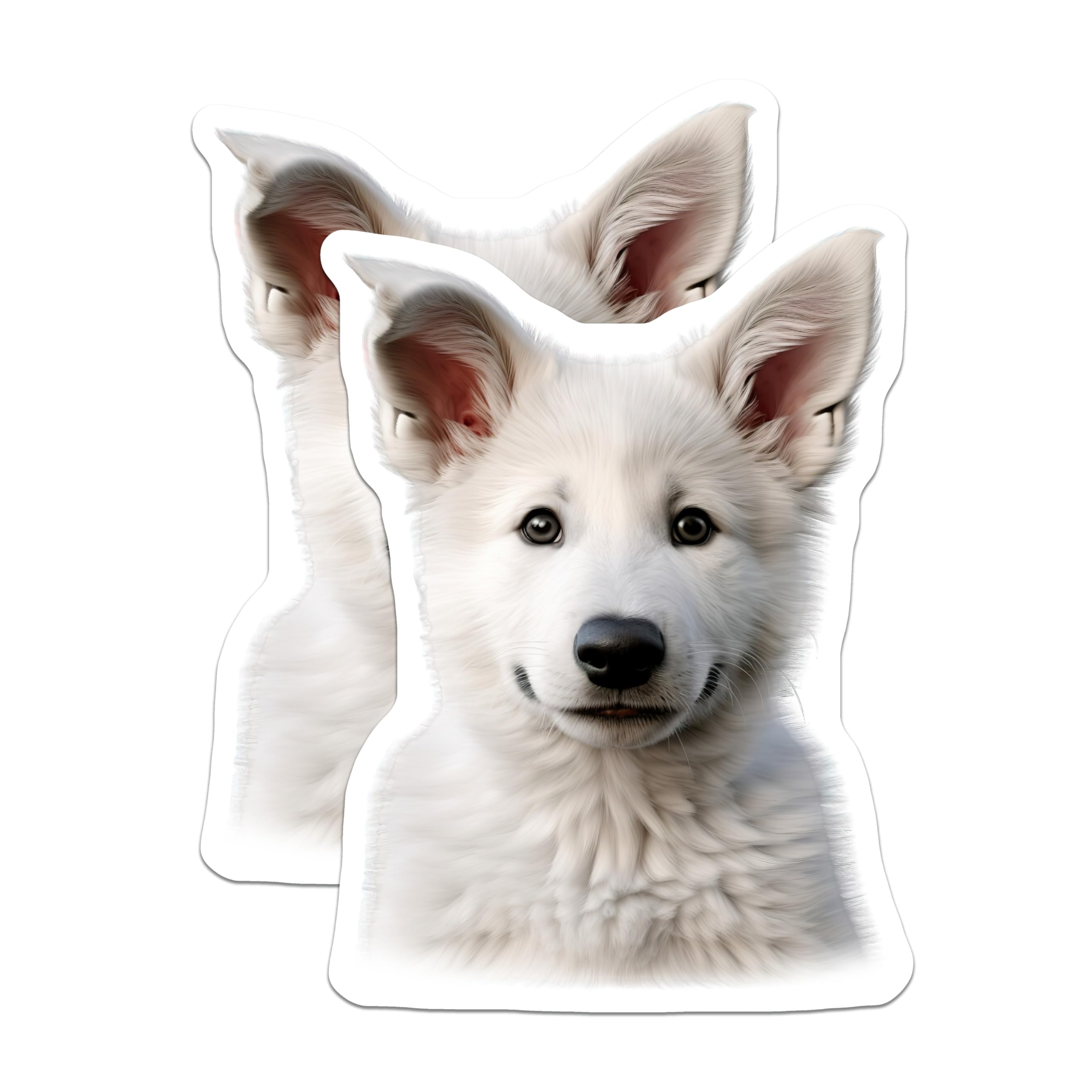 (2 Pack) Cute White Puppy Magnets - Adorable Dog Lover Decor - Pet Owner Kitchen Accent - 5 Inches On Longest Side - Thick Durable Magnet - Made in USA - MAG26015
