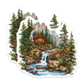 (2 Pack) Cozy Cabin Magnets - Mountain Waterfall Scene - Rustic Forest Home Decor - Wilderness Adventure Magnet Set - 5 Inches On Longest Side - Thick Durable Magnet - Made in USA - MAG38131