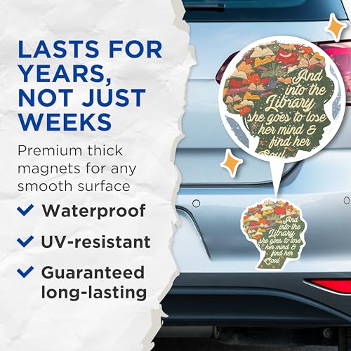 (2 Pack) Library Lover Magnets - Book Lover Gift - Literary Quote - Inspirational Library - 5" On Longest Side - for Cars, Fridges, Toolboxes - Made in USA - MAG4194