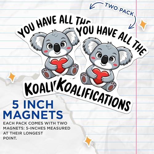 (2 Pack) Koala Magnets - Cute Animal Magnets - Fun Positivity Magnets - Inspirational Koala - Cute Magnet - 5" On Longest Side - for Cars, Fridges, Toolboxes - Made in USA - MAG3763